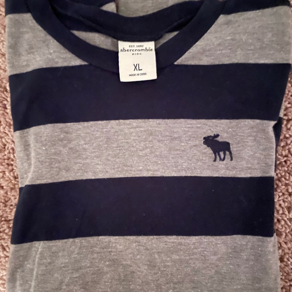 Abercrombie & Fitch Kids Striped Gray and Blue Shirt Boys XL